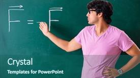  Presentation with physic - Audience pleasing slide deck consisting of young male physic standing backdrop and a ocean colored foreground