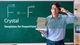  Presentation with physic - PPT theme featuring young male physic standing background and a ocean colored foreground