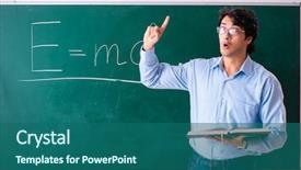  Presentation with physic - Colorful slide set enhanced with young male physic standing backdrop and a ocean colored foreground