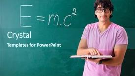  Presentation with physic - Slide set consisting of young male physic standing background and a  colored foreground