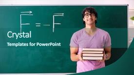  Presentation with physic - Slide deck having young male physic standing background and a ocean colored foreground