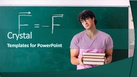  Presentation with physic - Audience pleasing slide set consisting of young male physic standing backdrop and a ocean colored foreground