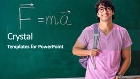  Presentation with physic - Audience pleasing slide set consisting of young male physic standing backdrop and a ocean colored foreground