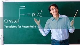  Presentation with physic - Slide set enhanced with young male physic standing background and a ocean colored foreground