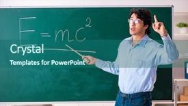  Presentation with physic - PPT theme having young male physic standing background and a ocean colored foreground