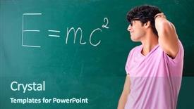  Presentation with physic - Amazing PPT theme having young male physic standing backdrop and a ocean colored foreground