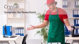  Presentation with espionage - Audience pleasing slide deck consisting of young-male-pizza-courier backdrop and a lemonade colored foreground