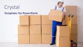  Presentation with heavy equipment earth mover - Amazing PPT layouts having young-male-professional-mover-doing backdrop and a sky blue colored foreground