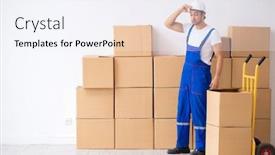  Presentation with professional appearance - Audience pleasing PPT layouts consisting of young-male-professional-mover-doing backdrop and a sky blue colored foreground