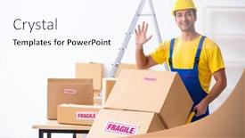  Presentation with professional appearance - Slide deck having young-male-professional-mover-doing background and a cool aqua colored foreground