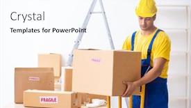  Presentation with professional - Presentation design having young-male-professional-mover-doing background and a sky blue colored foreground