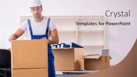  Presentation with professional - PPT layouts with young-male-professional-mover-doing background and a light gray colored foreground