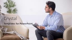  Presentation with skeleton - Slides consisting of young-male-psychologist-meeting background and a sky blue colored foreground