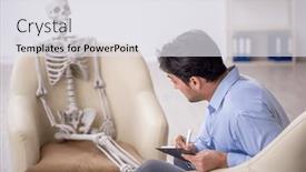 Presentation with skeleton - Presentation consisting of young-male-psychologist-meeting background and a light gray colored foreground