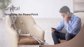  Presentation with skeleton - Slide set consisting of young-male-psychologist-meeting background and a sky blue colored foreground