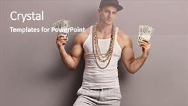  Presentation with hip hop - Audience pleasing slide deck consisting of young male rapper with golden backdrop and a gray colored foreground