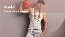  Presentation with rapper - Cool new slide set with young male rapper backdrop and a coral colored foreground