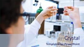  Presentation with scientific research - Theme having young male researcher carrying out scientific research in a lab shallow dof color toned image background and a sky blue colored foreground