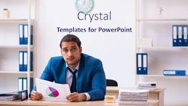  Presentation with sales - Beautiful slide deck featuring young-male-sales-analyst-sitting backdrop and a sky blue colored foreground