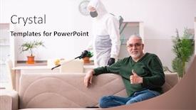  Presentation with old young - Presentation design with young-male-sanitizer-and-old background and a pink colored foreground