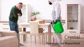  Presentation with old man - PPT theme having young-male-sanitizer-and-old background and a coral colored foreground