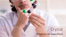  Presentation with lab - Presentation theme featuring young-male-scientist-working background and a coral colored foreground