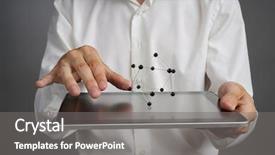  Presentation with atom - PPT theme enhanced with young male scientist working with a model of the atom background and a gray colored foreground