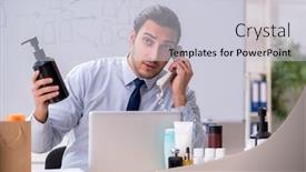  Presentation with concept - Cool new slide set with young-male-shopaholic-in-e backdrop and a lemonade colored foreground