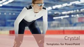  Presentation with rink - Theme consisting of young-male-speed-skater background and a coral colored foreground