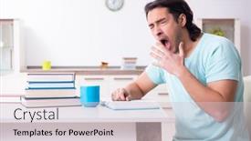  Presentation with tired - Beautiful slides featuring young-male-student-being-tired backdrop and a lemonade colored foreground