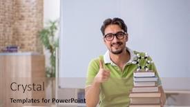  Presentation with chemist - Presentation with young-male-student-chemist-preparing background and a coral colored foreground