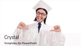  Presentation with high school - Amazing slide set having doctor character - young male student graduated backdrop and a white colored foreground