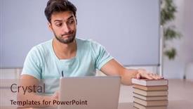  Presentation with student - Presentation theme with young-male-student-in-telestudying background and a coral colored foreground