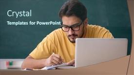  Presentation with student - Theme enhanced with young-male-student-in-telestudying background and a  colored foreground