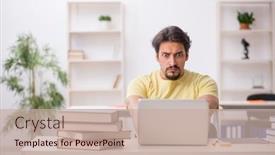  Presentation with student - Presentation design featuring young-male-student-in-telestudying background and a  colored foreground