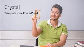  Presentation with time management - Presentation with young-male-student-in-time background and a sky blue colored foreground