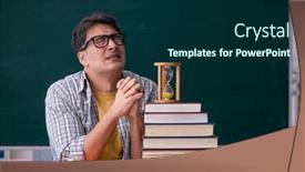  Presentation with time management - Presentation design featuring young-male-student-in-time background and a navy blue colored foreground