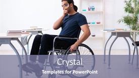  Presentation with wheel - Amazing slide set having young-male-student-in-wheel backdrop and a gray colored foreground