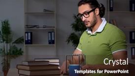  Presentation with young college student diagnosis of sti - PPT layouts with young-male-student-physicist-working background and a wine colored foreground