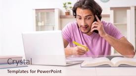  Presentation with student - Slide set having young-male-student-preparing background and a lemonade colored foreground