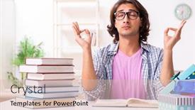  Presentation with student - Colorful presentation design enhanced with young-male-student-preparing backdrop and a lemonade colored foreground