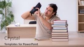  Presentation with student - Theme having young-male-student-preparing background and a coral colored foreground