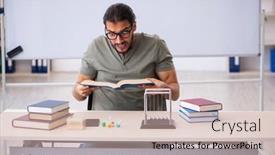  Presentation with student - Presentation having young-male-student-preparing background and a soft green colored foreground