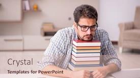  Presentation with student - Presentation enhanced with young-male-student-preparing background and a lemonade colored foreground