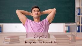  Presentation with student - Presentation design with young-male-student-preparing background and a  colored foreground