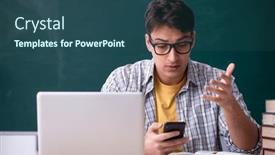  Presentation with student - PPT layouts with young-male-student-preparing background and a  colored foreground