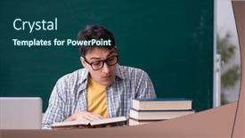  Presentation with student - Slides featuring young-male-student-preparing background and a ocean colored foreground