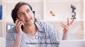  Presentation with student - Slides having young-male-student-preparing and a light blue colored foreground