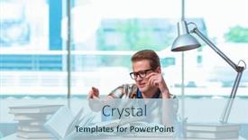  Presentation with high school - Cool new slides with young-male-student-preparing backdrop and a sky blue colored foreground