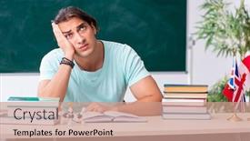  Presentation with classroom - Amazing slide set having young-male-student-sitting backdrop and a coral colored foreground